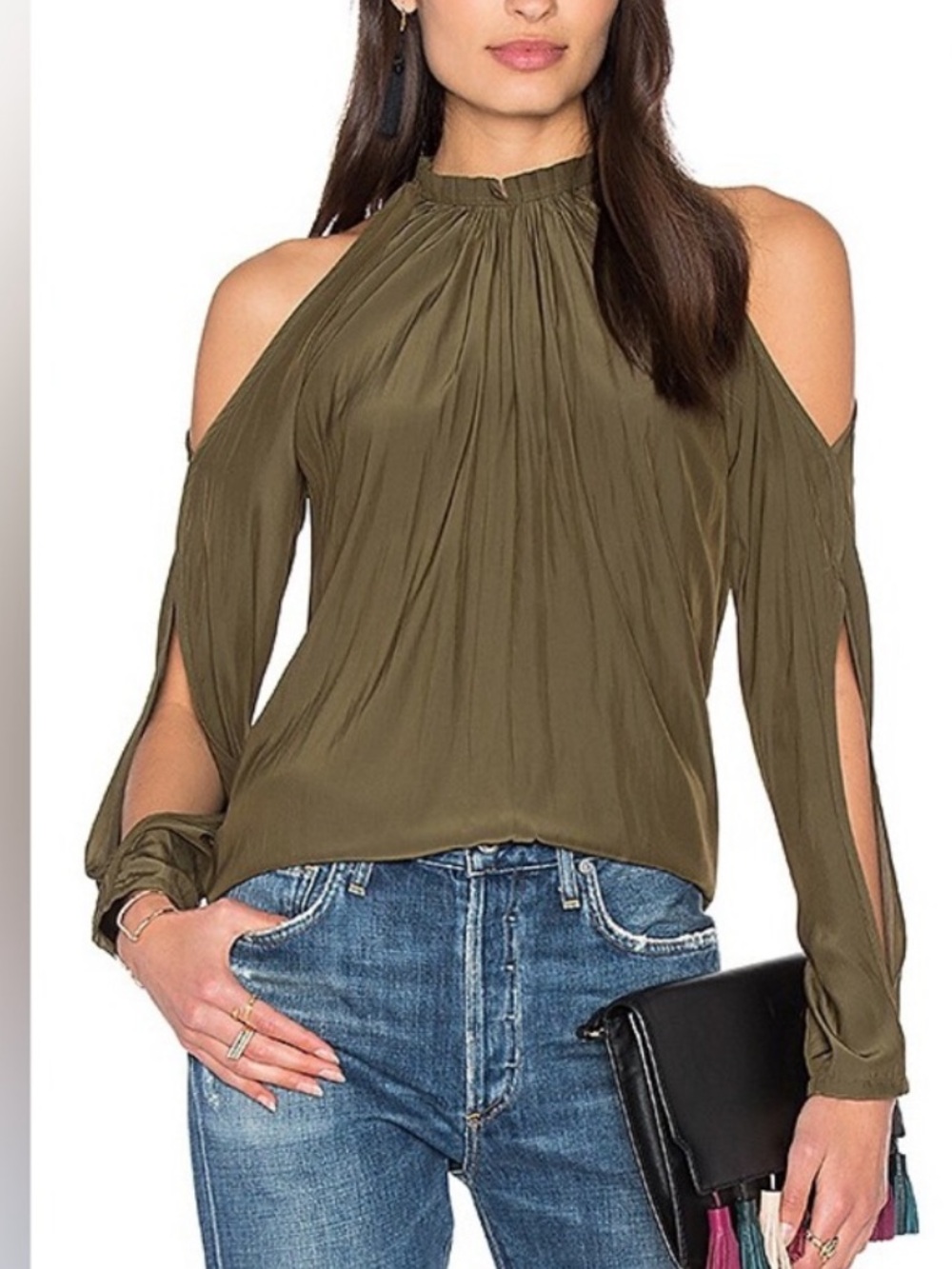 Ramy Brook WHITE Milan cold shoulder blouse